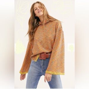 NWOT We The Free People Sunny Days Mock Turtleneck Sweatshirt Top Tunic M Orange
